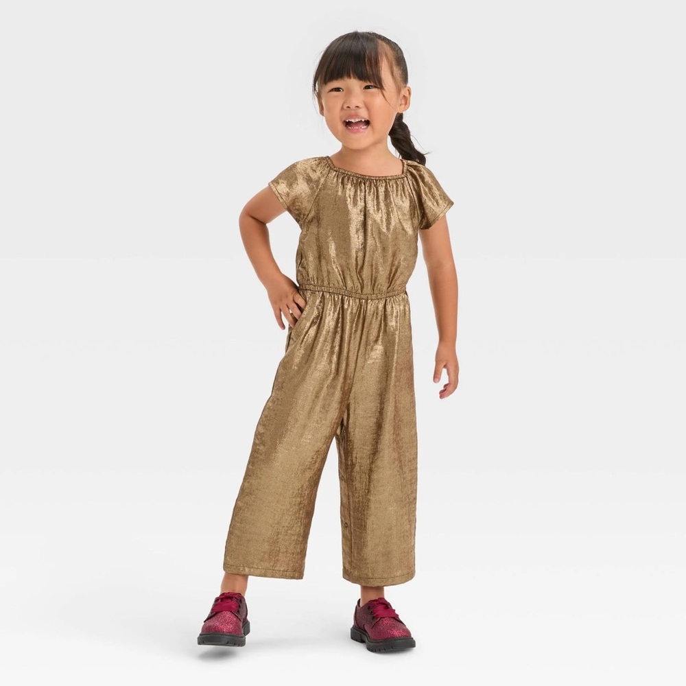 Cat & Jack Metallic Gold Toddler Jumpsuit